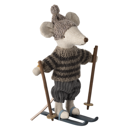 Myszka - Winter mouse with ski set, Big brother - Grey