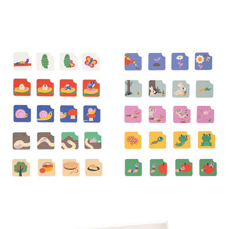 Drewniana układanka, karty sekwencji, ogród