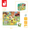 Janod Puzzle w walizce Dzień na farmie 24 elementy 3+ 