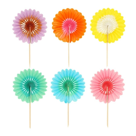 Meri Meri - Zestaw papierowych ozdób do babeczek i ciast, papilotki i pikery 24szt. - Stripe Party