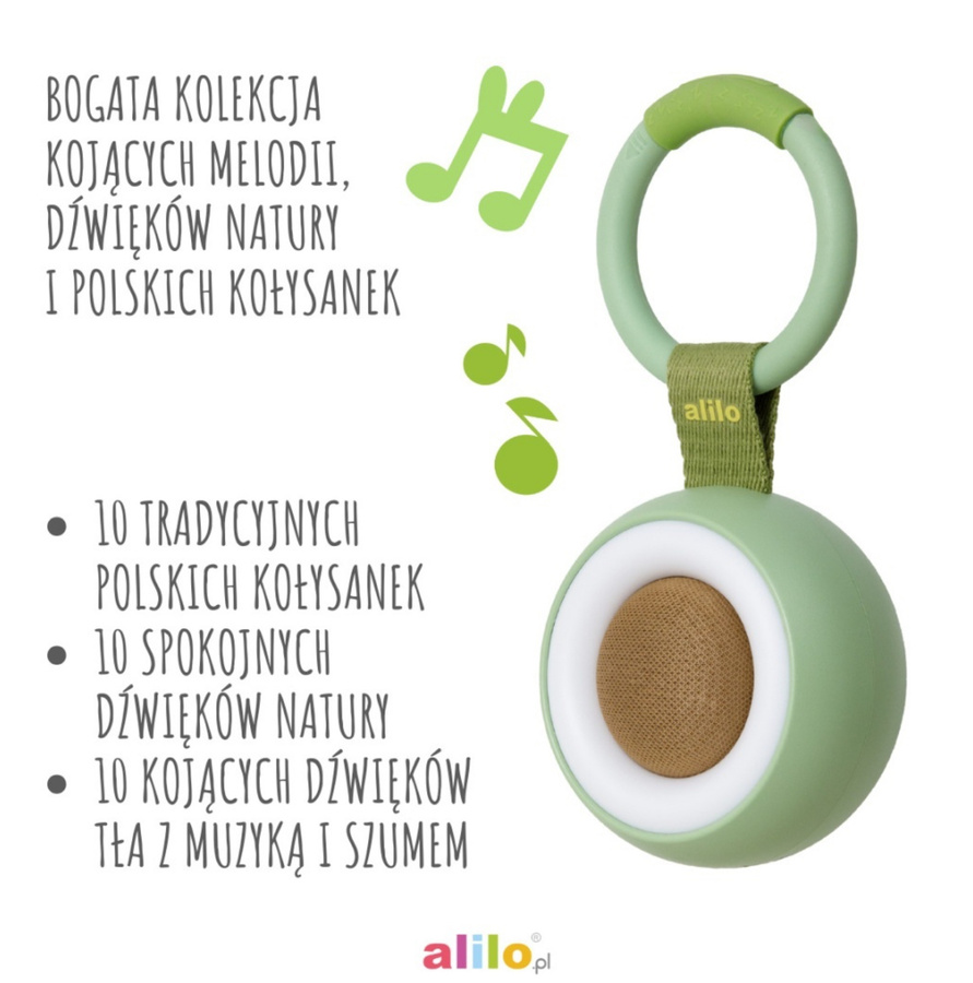 Odtwarzacz MP3 z lampką Alilo CocoNap W1 Awokado - polska wersja językowa