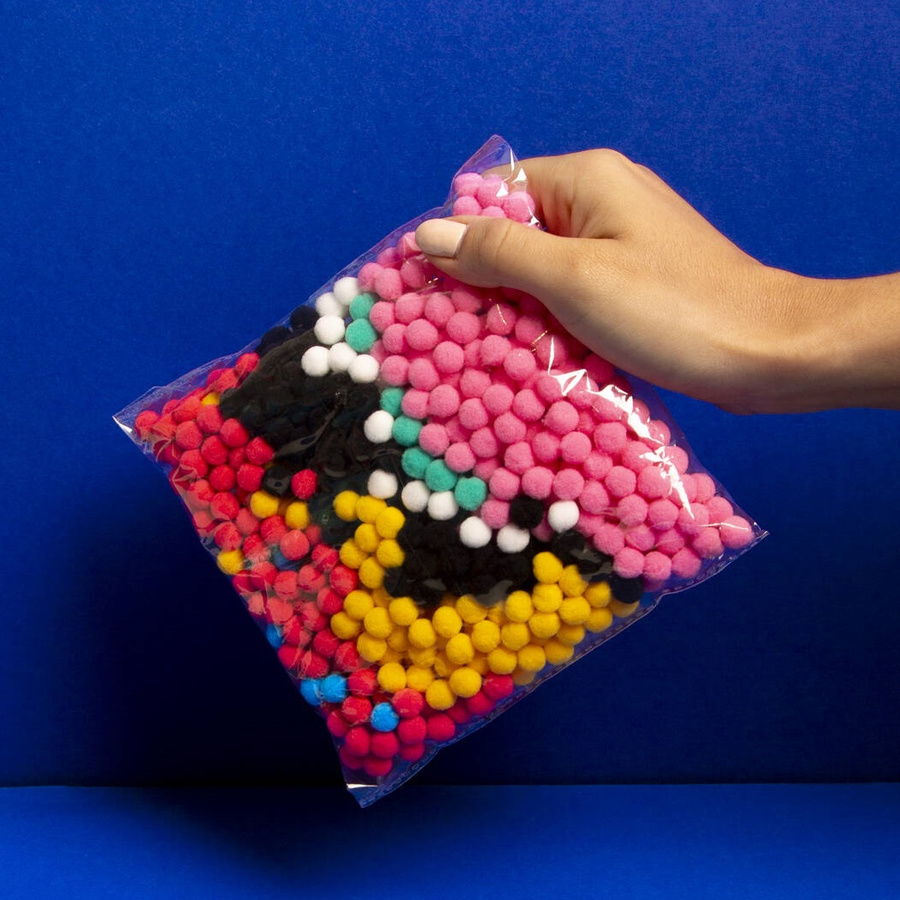 ZESTAW KREATYWNY DO WYKLEJANIA POMPONAMI - TĘCZA