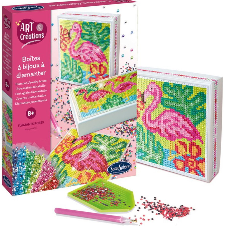 SentoSphere Pudełka z diamentami Delfin i Flamingo