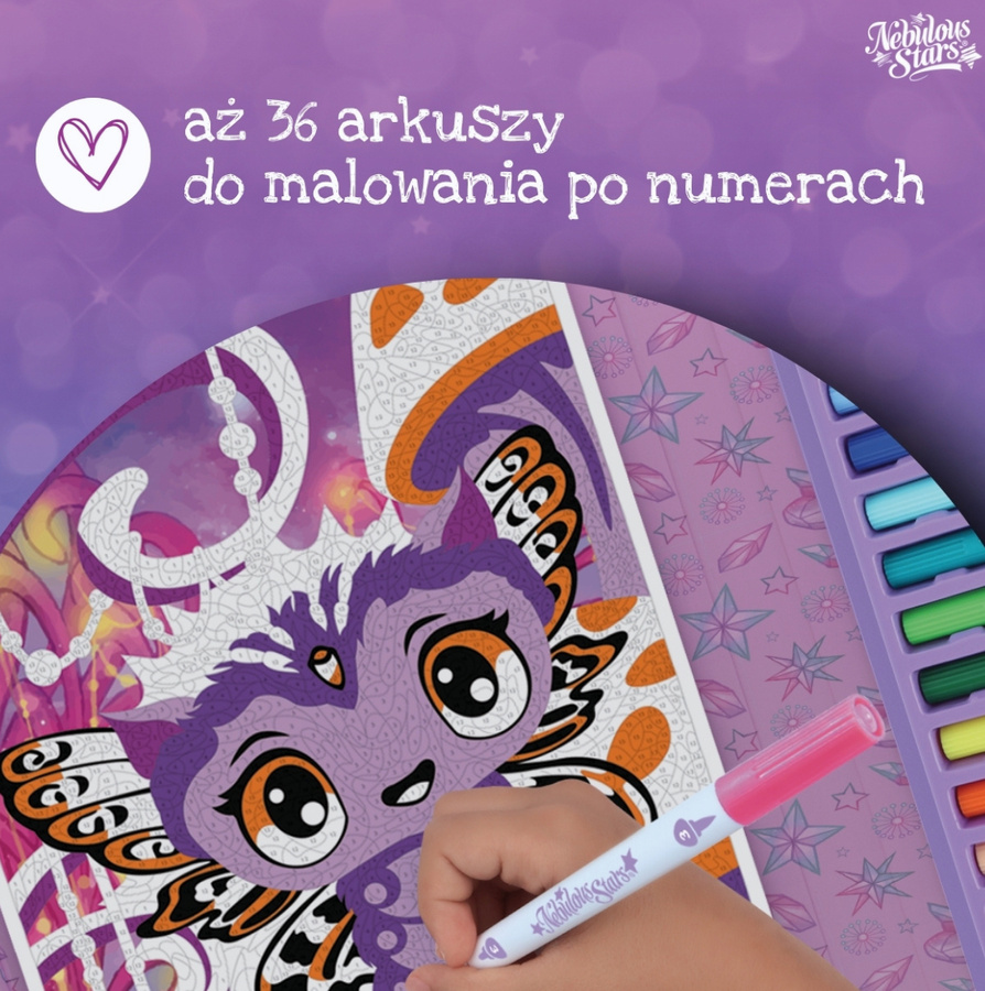 Kreatywna kolorowanka z flamastrami Mystery 7+, Nebulous Stars