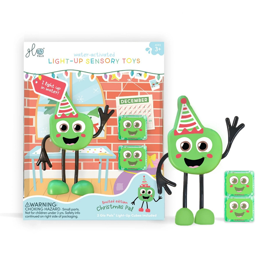 Glo Pals, Postać do kąpieli edycja świąteczna - zestaw z dwiema kostkami sensorycznymi świecącymi w wodzie