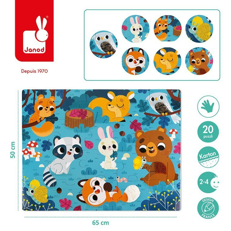 Puzzle sensoryczne - leśne zwierzęta - 20 elementów