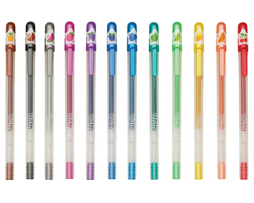 Pachnące Długopisy Żelowe z Brokatem, Yummy 3 szt  Yummy 2.0 - zestaw 12 szt