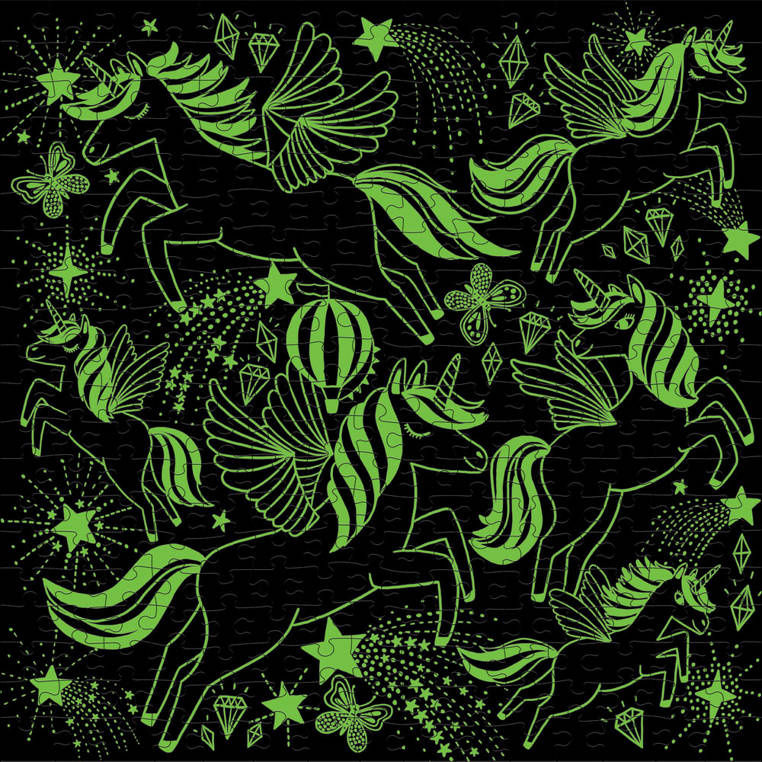 Mudpuppy Puzzle rodzinne świecące w ciemności Jednorożce 300 elementów