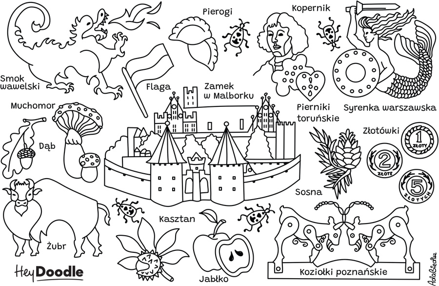 Symbole Polski Mata Silikonowa do Kolorowania A4.
