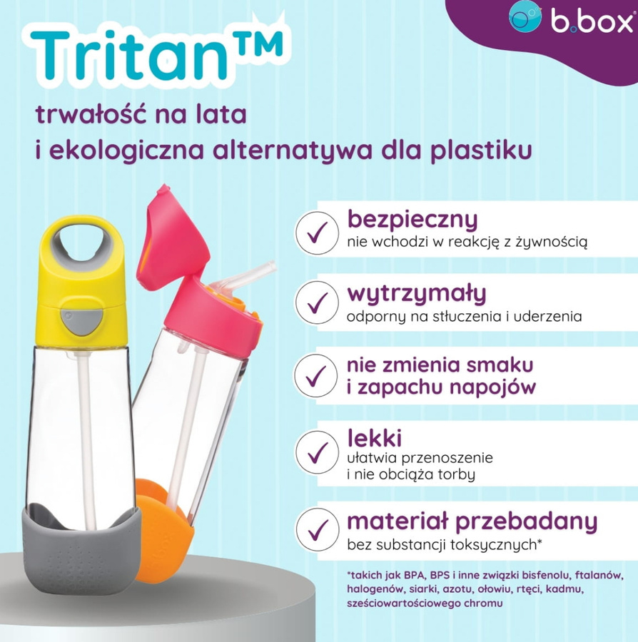 Butelka na wodę tritanowa ze słomką 600ml Emerald Forest b.box