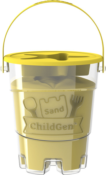 ChildGen, Piasek kinetyczny z foremką, 100% naturalny, 500g, kolor ŻÓŁTY, zapach brzoskwiniowy