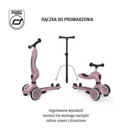 Jeździk i hulajnoga z rączką do prowadzenia 1-5 lat - Highwaykick 1 Push and Go 2w1 - Wildberry Scootandride 