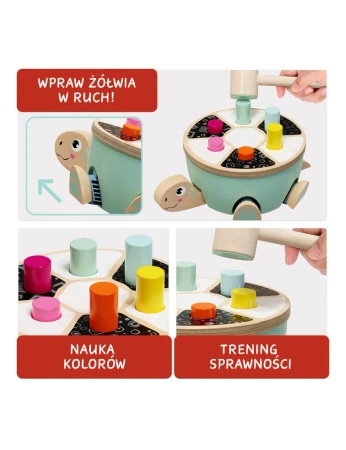 Gra motoryczna żółw, drewniana wbijanka
