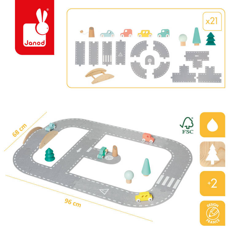 Filcowy tor dla samochodów z akcesoriami