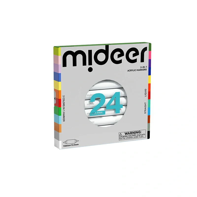 Markery akrylowe dwustronne 2w1 mideer – 24 kolory