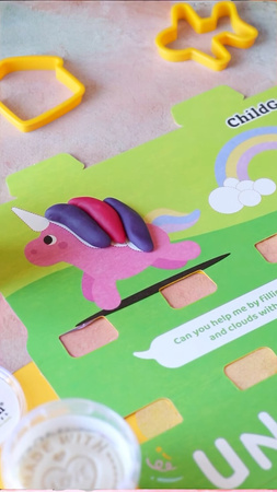 ChildGen, Naturalna ciastolina w eko-kubkach - zestaw 4 kolorów: biały, różowy, fioletowy, żółty