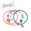 Souza! Bransoletki kwiatki z koralików niebiesko - różowe Loiz 3 szt.