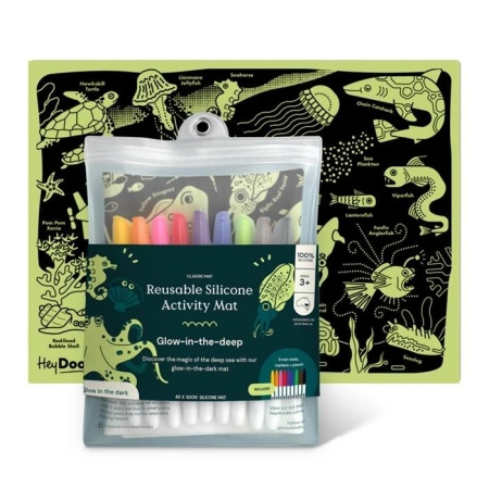 Świecąca w Ciemności Duża Mata Silikonowa do Kolorowania A3 - Morskie Głębiny