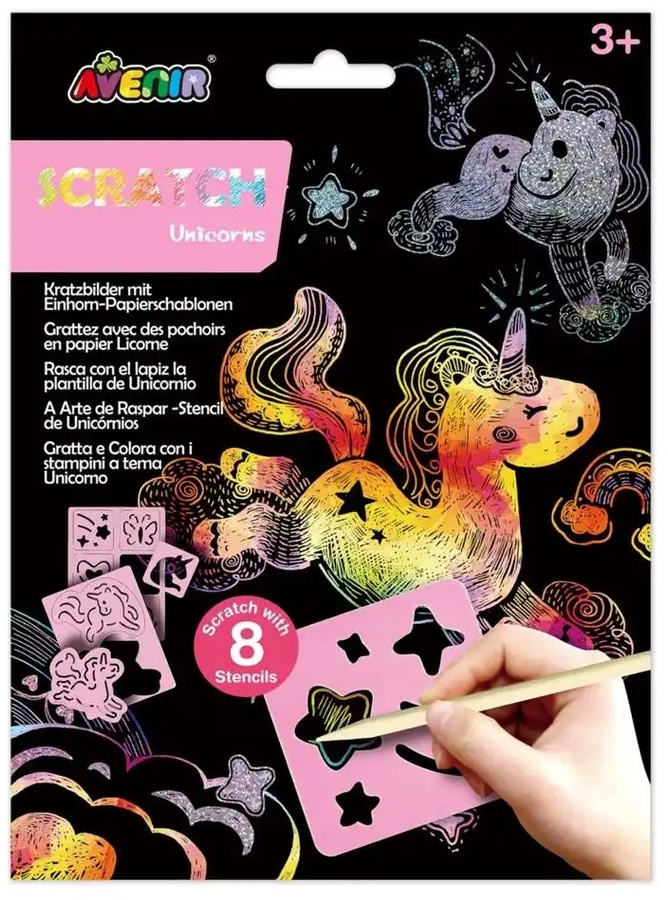 Wydrapywanki z szablonami - Jednorożec