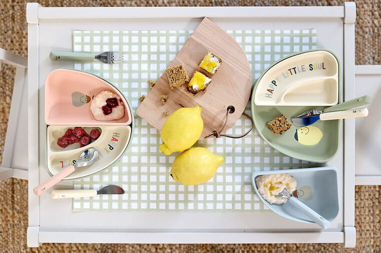 Lassig Zestaw silikonowych naczyń 3 el. Happy Fruit Lemon -