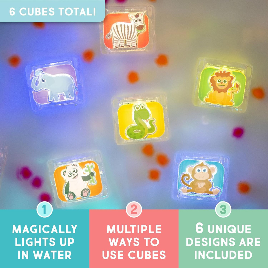 Glo Pals, Kostki sensoryczne świecące w wodzie 6 sztuk - Zwierzęta
