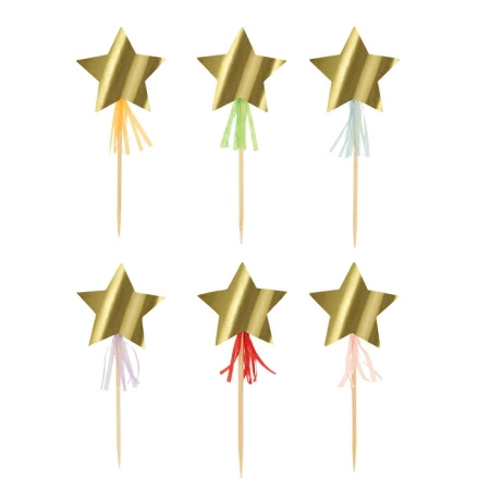 Meri Meri - Zestaw papierowych ozdób do babeczek i ciast, papilotki i pikery 24szt. - Stripe Party