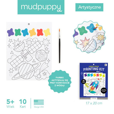 Mudpuppy Książeczka do malowania kolorowanka akwarelowa z pędzelkiem Kosmos 5+