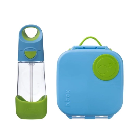 Zestaw mini lunchbox + butelka tritanowa ze słomką 450 ml, Ocean Breeze