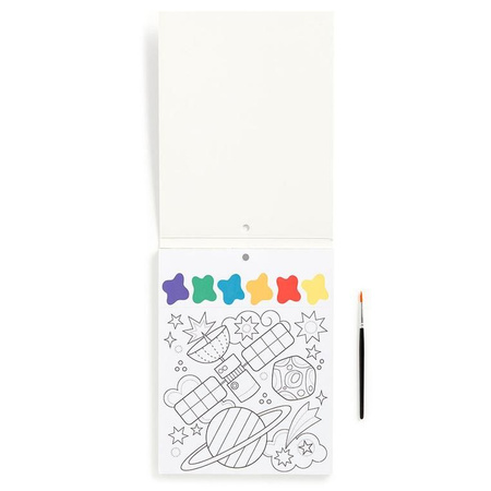 Mudpuppy Książeczka do malowania kolorowanka akwarelowa z pędzelkiem Kosmos 5+