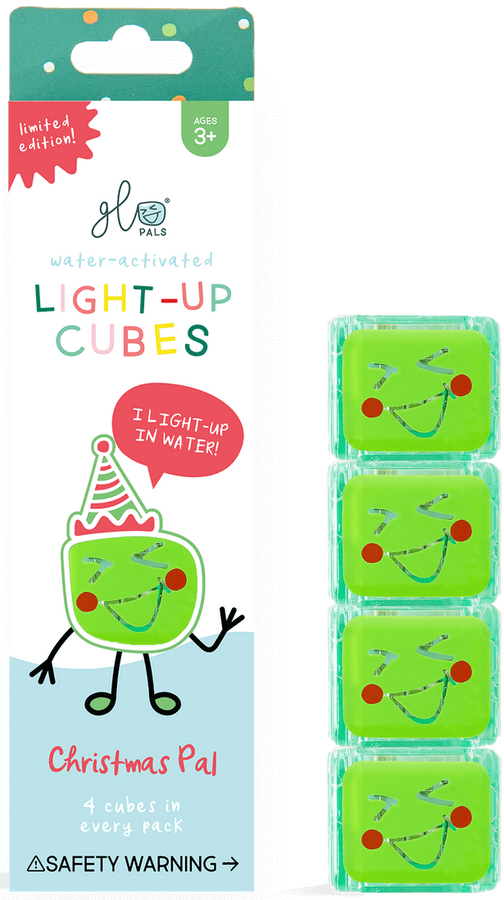 Kostki sensoryczne świecące w wodzie edycja świąteczna, zabawka kąpielowa, kolor zielony
