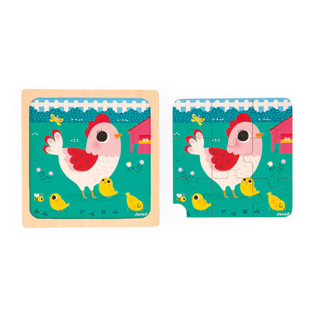 Puzzle, drewniana kurka, 9 elementów
