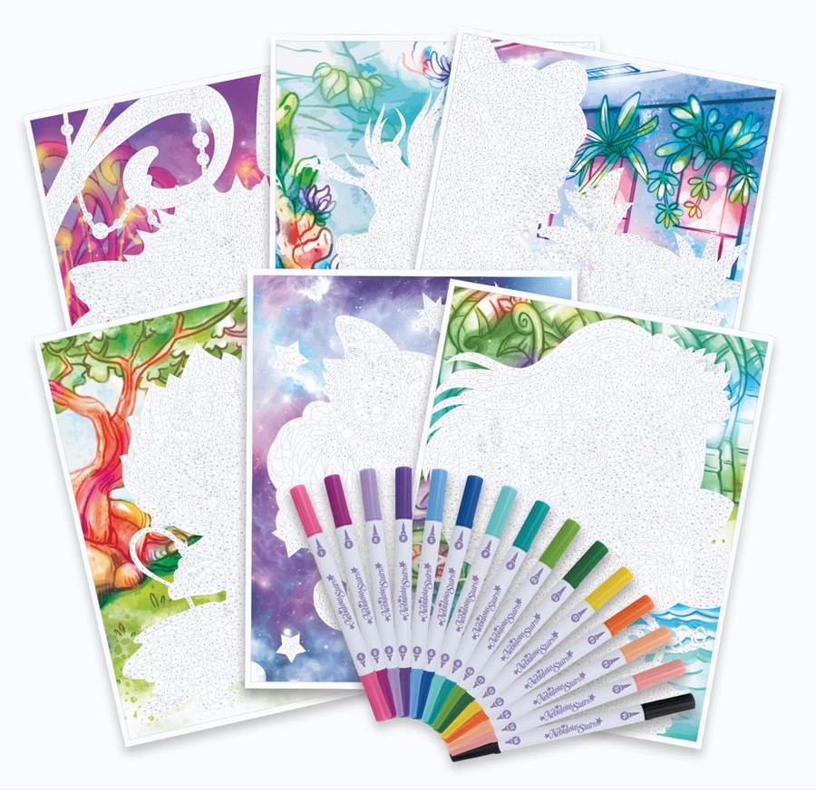 Kreatywna kolorowanka z flamastrami Mystery 7+, Nebulous Stars