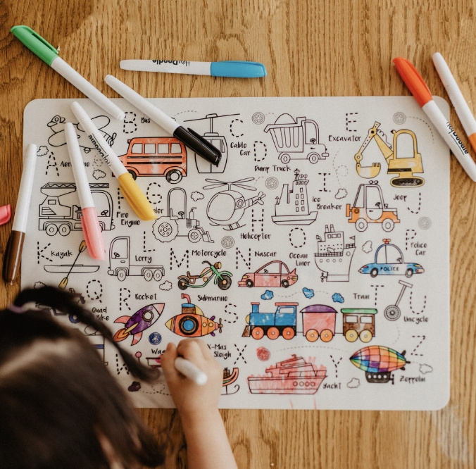 Duża Mata Silikonowa do Kolorowania A3 - Pojazdy