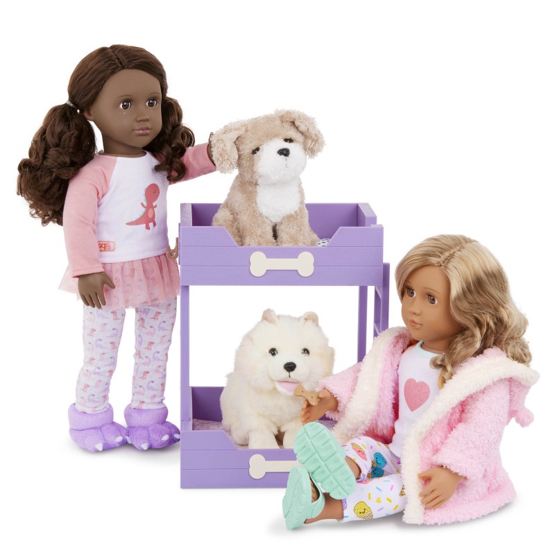 Łóżko piętrowe z pieskiem i akcesoriami dla pupila - OurGeneration