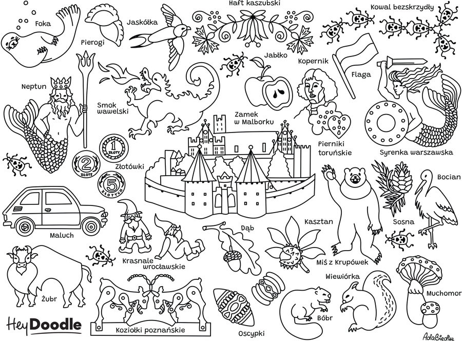 Symbole Polski Duża Mata Silikonowa do Kolorowania.