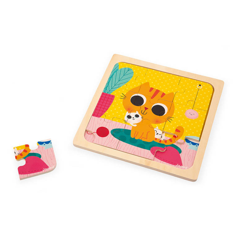 Drewniane puzzle, kotek orzeszek 