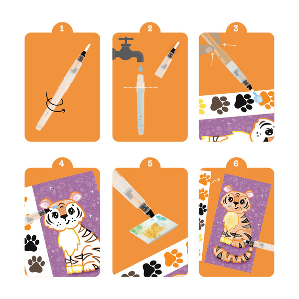 Tiger Tribe Przenośne Kolorowanki Wodne – Dzikie Zwierzęta