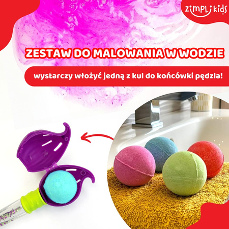 Kule do zabawy zestaw 4 szt. z pędzlem Baff Bombz Magic Brush 3+, Zimpli Kids