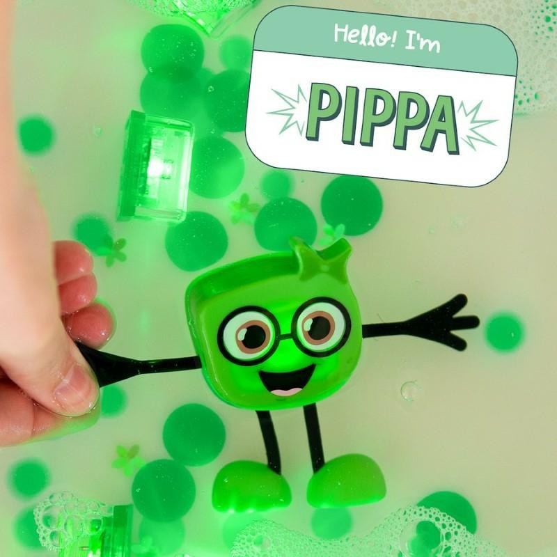 GLO PALS POSTAĆ DO KĄPIELI PIPPA- ZESTAW Z DWIEMA KOSTKAMI SENSORYCZNYMI ŚWIECĄCYMI W WODZIE