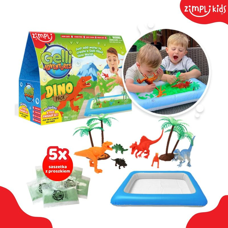 Zestaw do tworzenia gelli z figurkami i tacą Gelli Worlds Dino Pack 3+, Zimpli Kids 