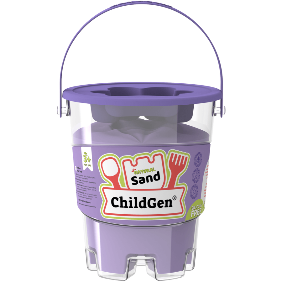 ChildGen, Piasek kinetyczny z foremką, 100% naturalny, 500g, kolor FIOLETOWY, pachnący
