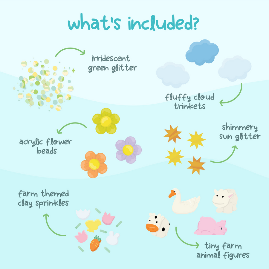 Glo Pals - FARMA Fun Fillers Wkład, figurki, brokaty do słoików, zabaw sensorycznych 