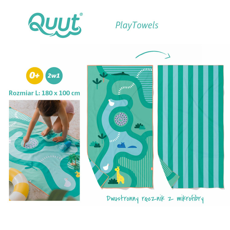 QUUT Dwustronny ręcznik plażowy PlayTowels L (180 x 100cm) Safari