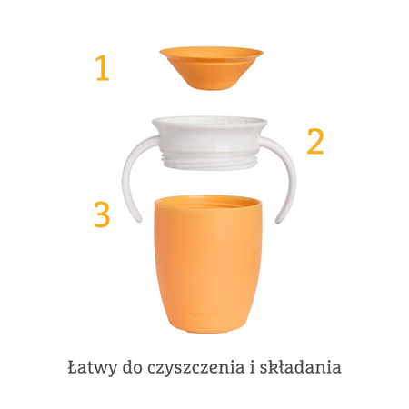 Munchkin Miracle 360° kubek treningowy z uchwytami, pomarańczowy, 207 ml