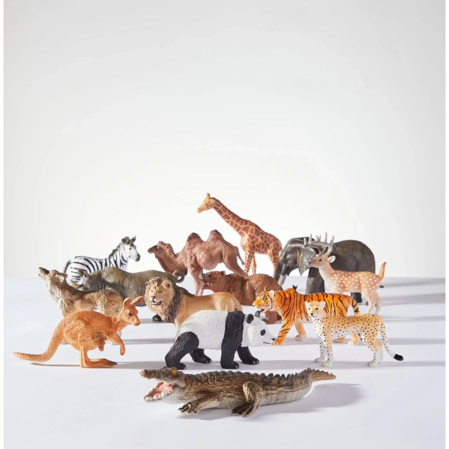 Zestaw 15 figurek dzikich zwierząt w zestawie z przenośnym pudełkiem mideer