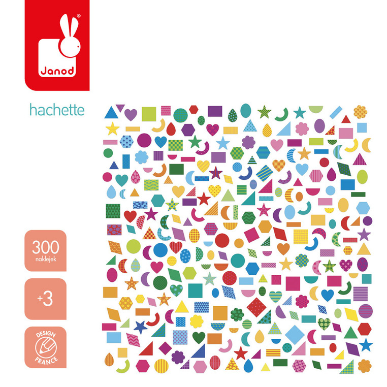 Janod Naklejki wielorazowe 300 szt. Figury geometryczne 3+