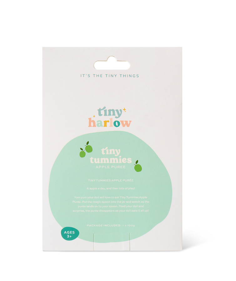 Tiny Harlow Zestaw Tiny Tummies Słoiczek i Łyżeczka, Jabłko