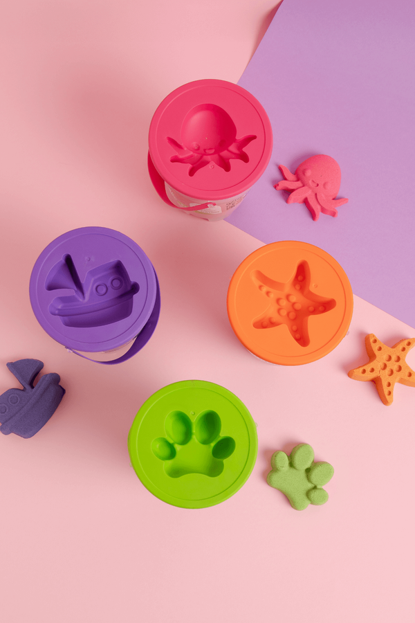 ChildGen, Piasek kinetyczny z foremką, 100% naturalny, 500g, kolor FIOLETOWY, pachnący