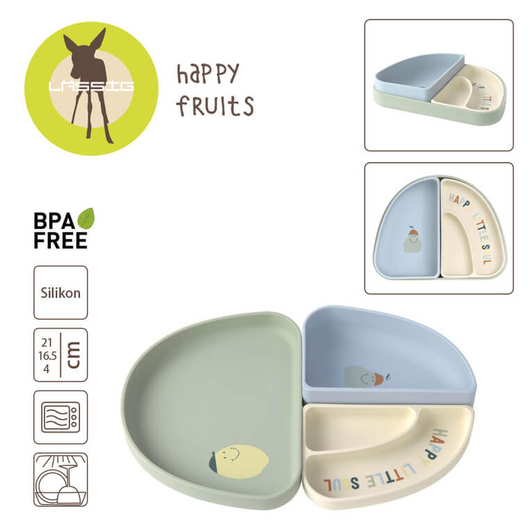 Lassig Zestaw silikonowych naczyń 3 el. Happy Fruit Lemon -