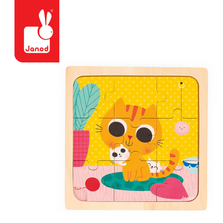 Drewniane puzzle, kotek orzeszek 